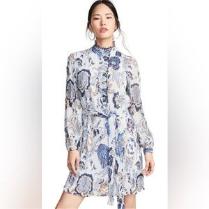 Tory Burch Deneuve Floral Ruffle Trim Mini Dress Size 4
